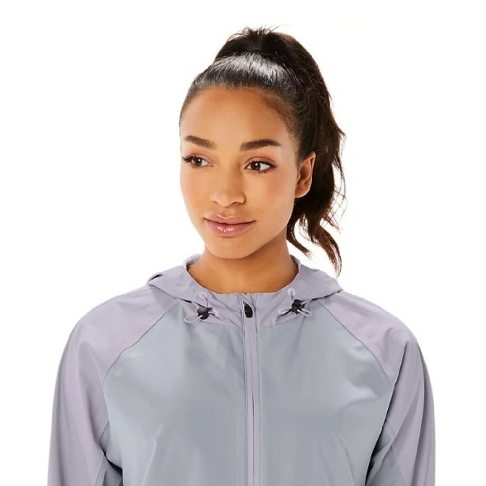 ASICS® (Women's LARGE) Waterproof Jacket in Piedmont Grey/Dusk Violet - $110 - Picture 5 of 10